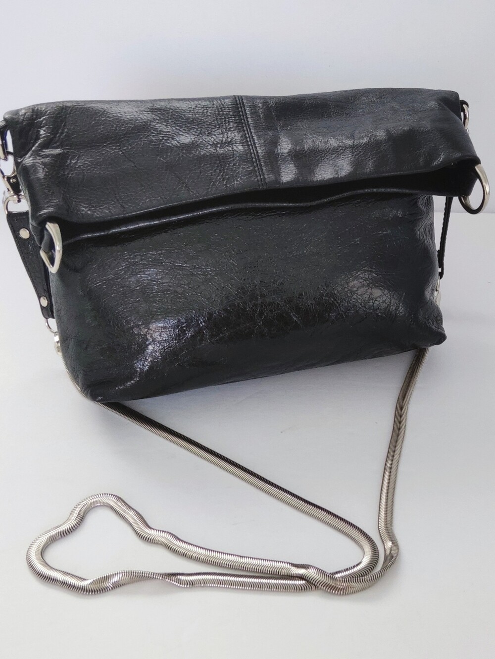 Latico Black Leather Fold-Over Crossbody Bag. Pre-owned. Great Condition.